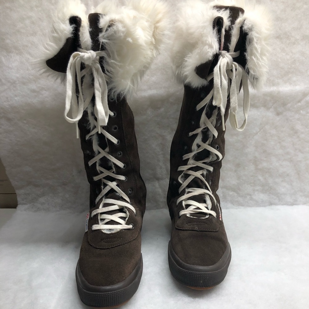 Superga Suede With Faux Fur Tall Boots